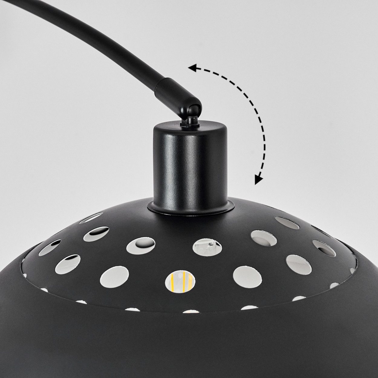 hofstein Bogenlampe Stehlampe aus Metall in Schwarz/Weiß im Retro/Vintage-Design, verstellbare Stehleuchte mit Marmorfuß, Lichteffekt, Fußschalter, E27