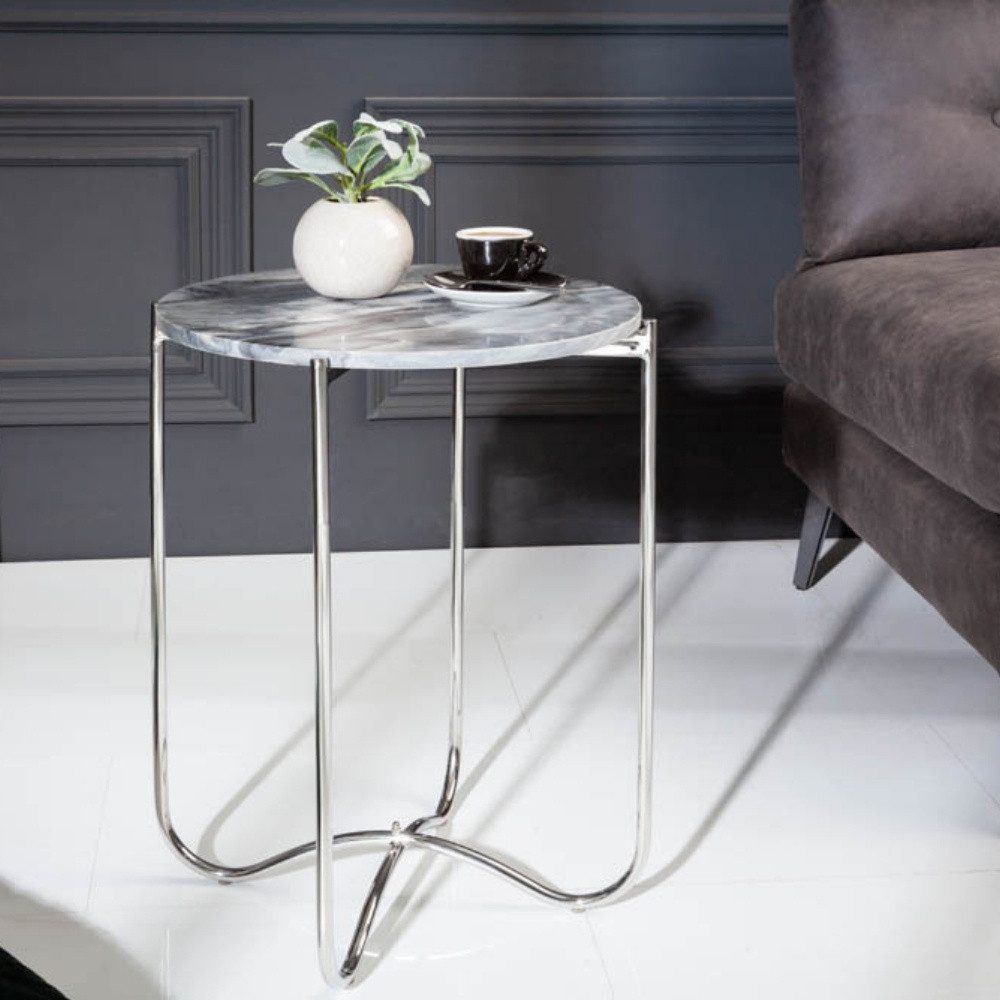 LebensWohnArt Beistelltisch Moderner Beistelltisch MAMO abnehmbare Marmor-Platte ca.D43cm