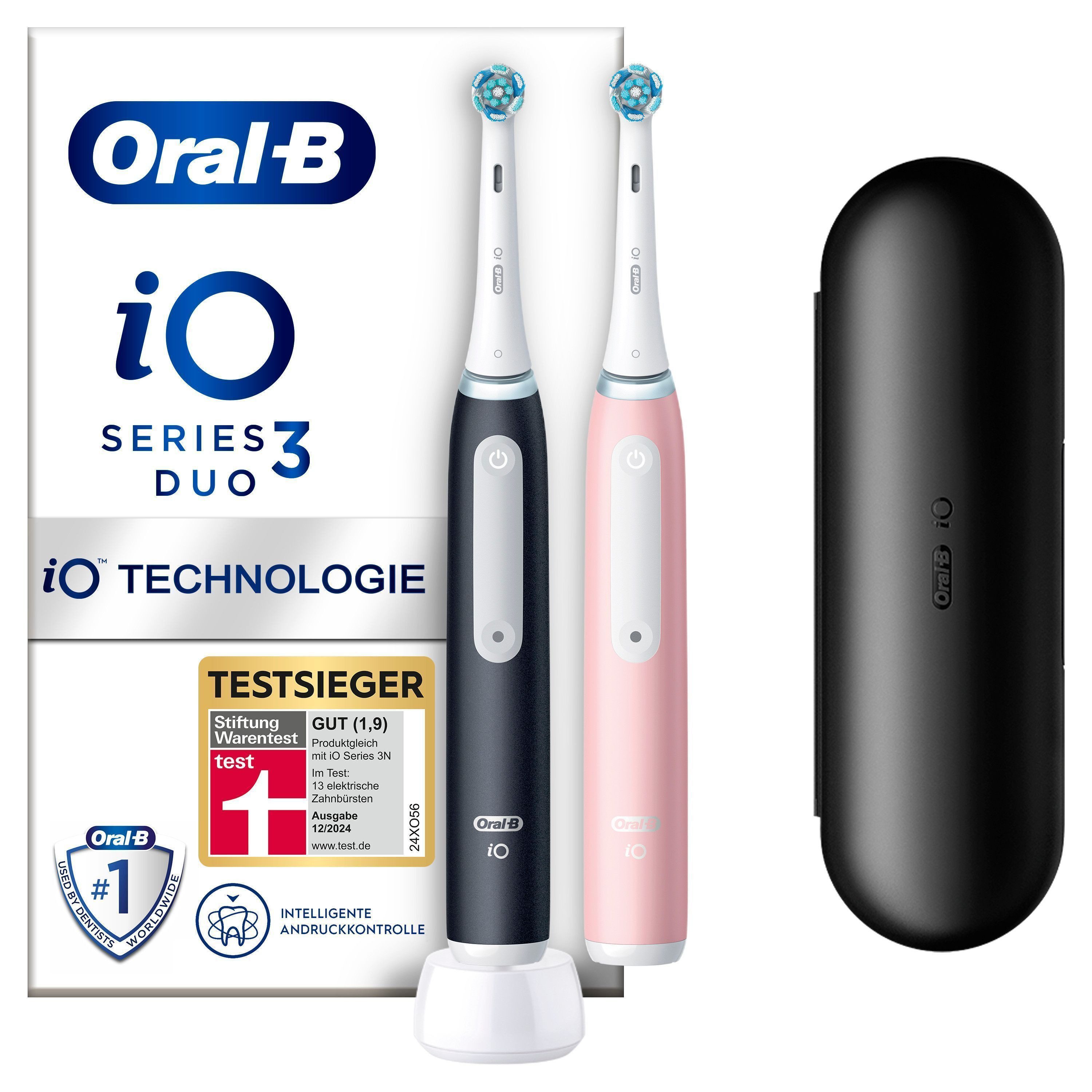 Oral-B Elektrische Zahnbürste iO Series 3 Doppelpack, Aufsteckbürsten: 2 St., Magnet-Technologie