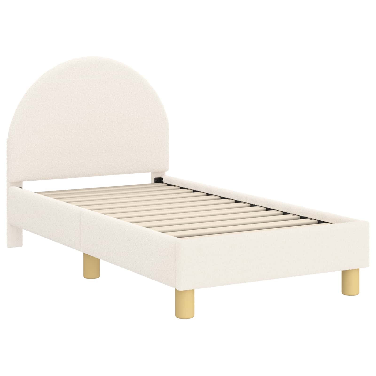vidaXL Bett Kinderbettgestell mit Kopfteil Creme 70 x 140 cm Bouclé (1-tlg) – Bild 4 von 5