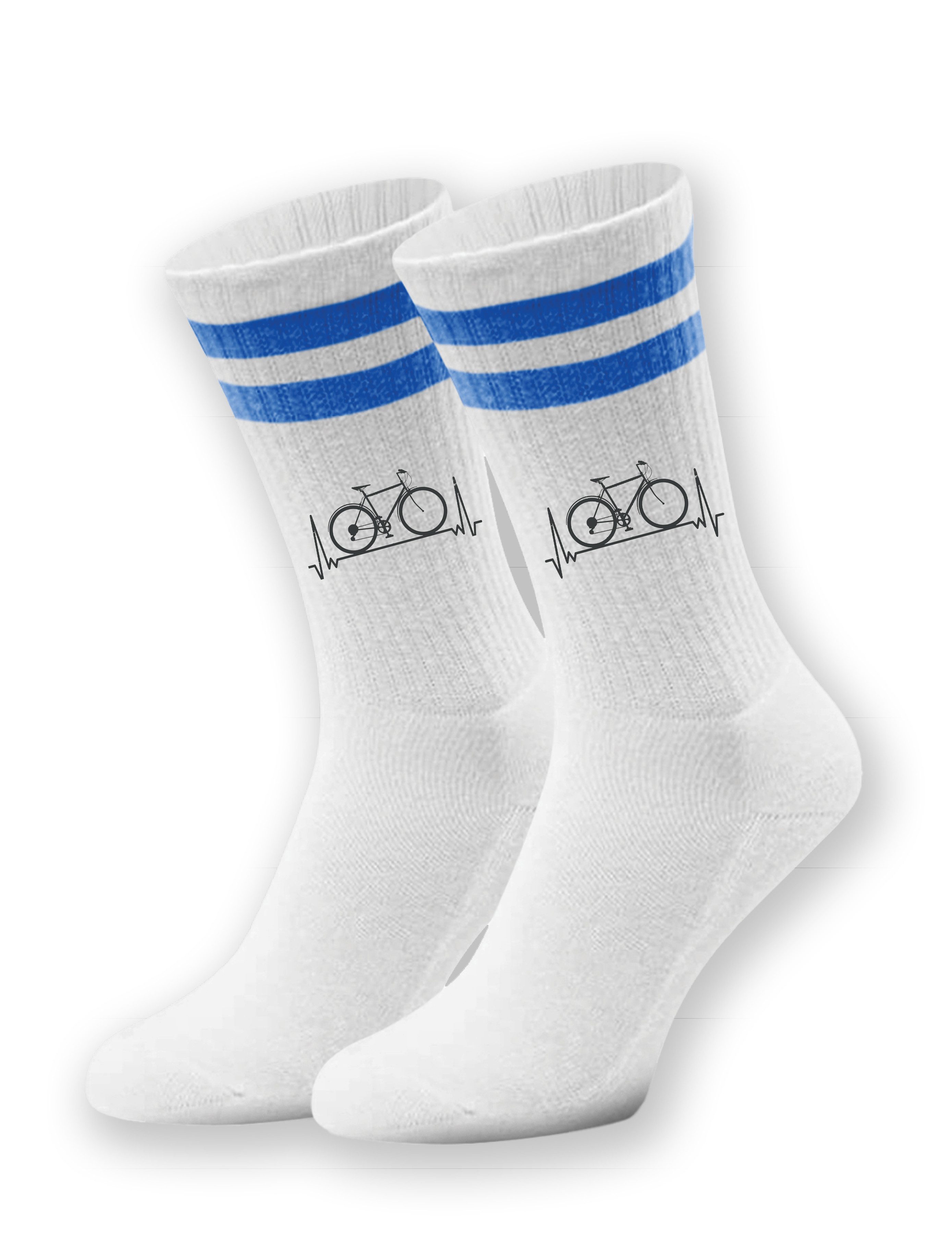 Youth Designz Tennissocken Kinder Socken "Heartbeat Fahrrad" Aufdruck lustig Geschenk Statement mit verstärkter Verse und Zehenbereich