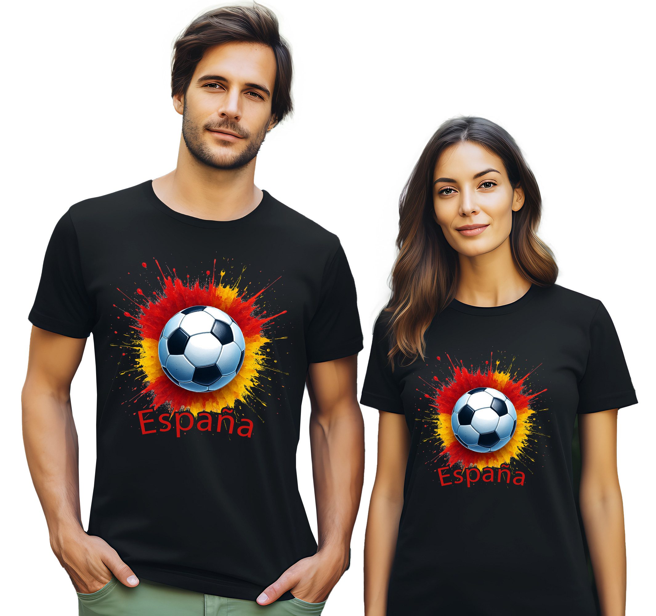MyDesign24 T-Shirt Fussball Shirt - WM T-Shirt schwarz Herren und Damen Fussball kurzarm Spanien Fan-Shirt i689