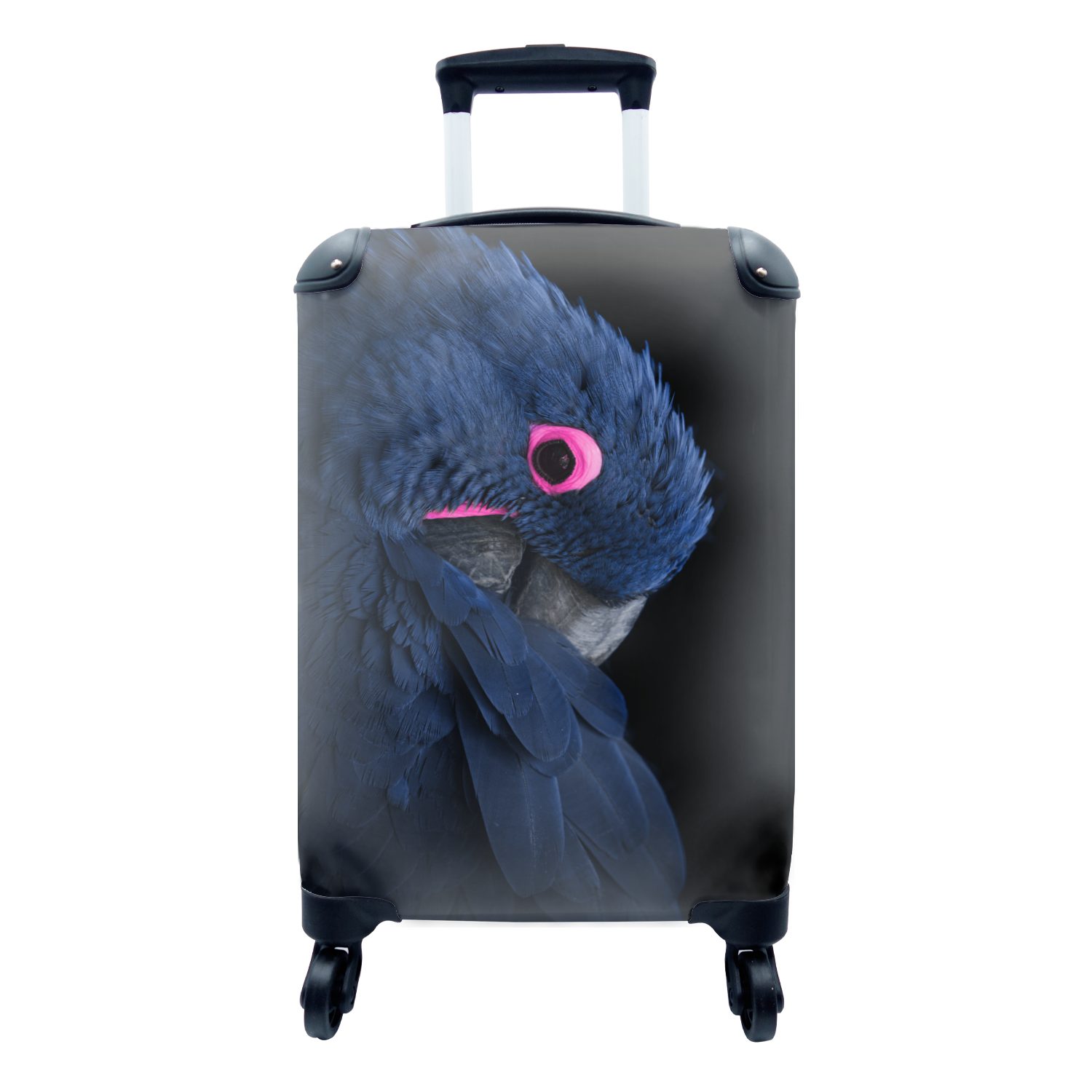 MuchoWow Handgepäckkoffer Papagei - - Trolley, Handgepäck Reisekoffer Reisetasche 4 für Rollen, Blau, Ferien, Vogel rollen, mit