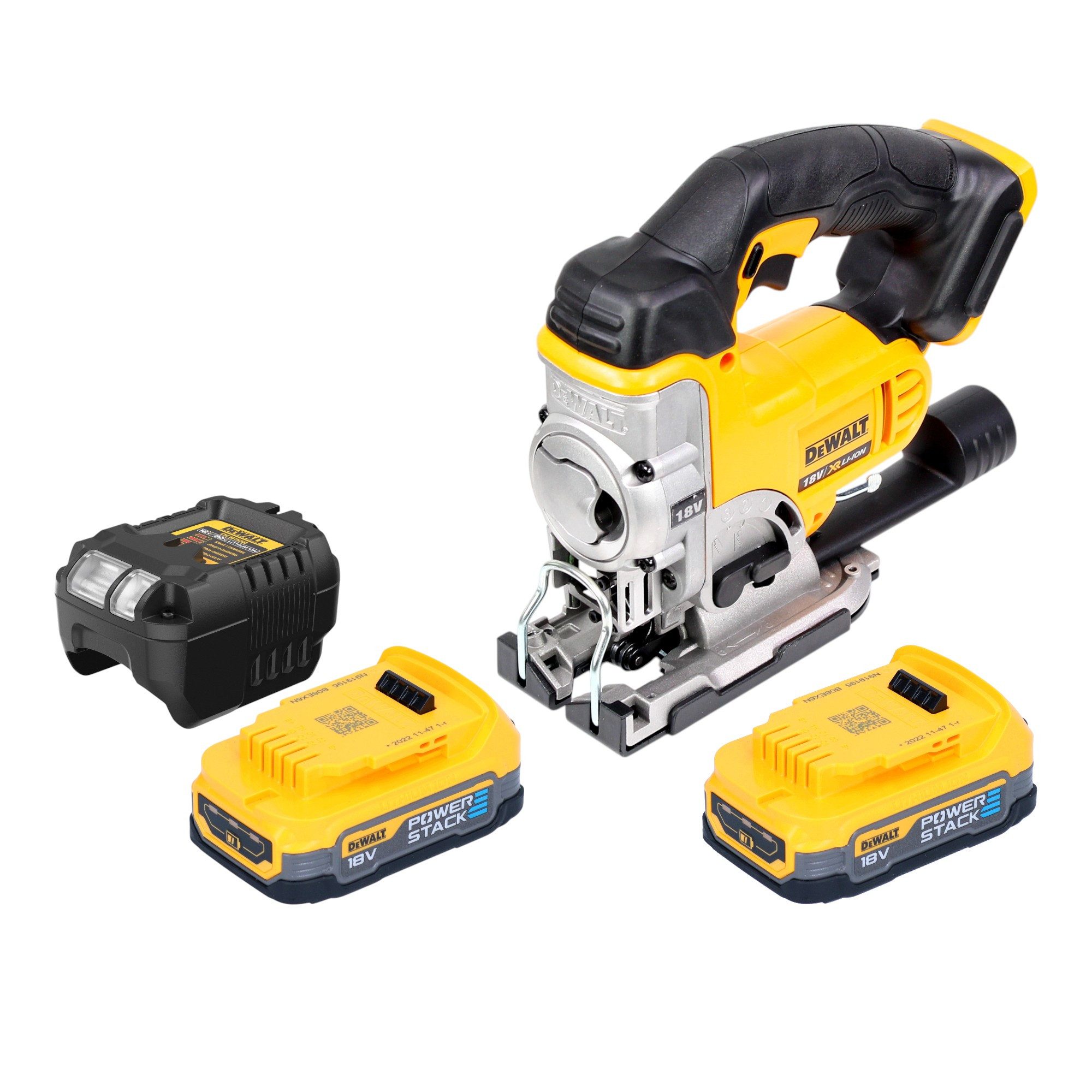DeWalt Akku-Stichsäge DCS 331 E2 Akku Stichsäge 18 V + 2x Powerstack Akku 1,7 Ah + Ladegerät