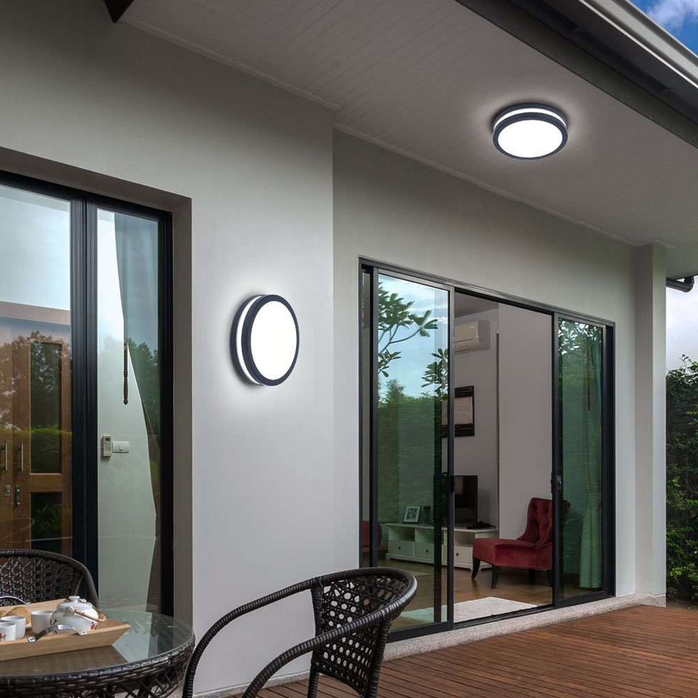 LED Wandleuchte Außen LED Warmweiß, etc-shop dimmbar verbaut, Smart Wandstrahler, Deckenleuchte LED-Leuchtmittel fest