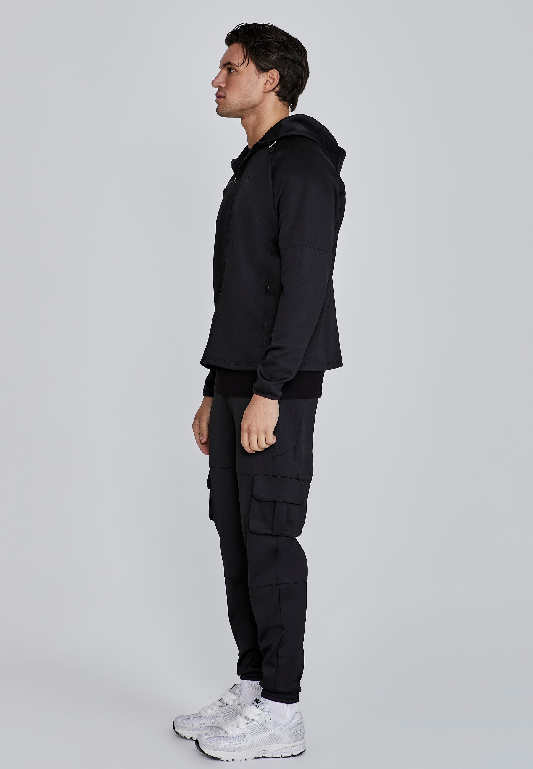 Siksilk Hoodie SikSilk Herren Schwarzer Full Zip Kapuzenpullover
