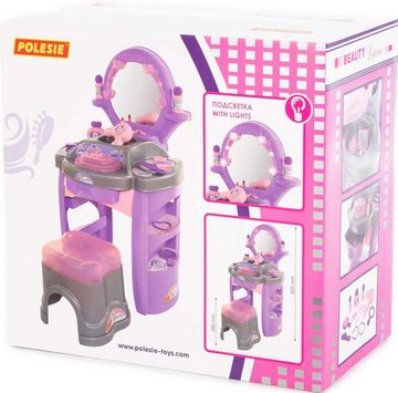 Polesie Spielzeug-Frisierkoffer Kinder Beauty-Salon Diana Nr. 4 inkl. Hocker Zubehör 15-tlg. und Licht, (15-tlg)