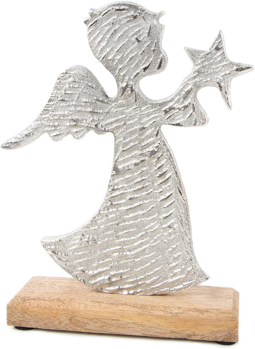 Logbuch-Verlag Weihnachtsfigur Engel Figur aus Holz & Metall 21 cm (1 St)
