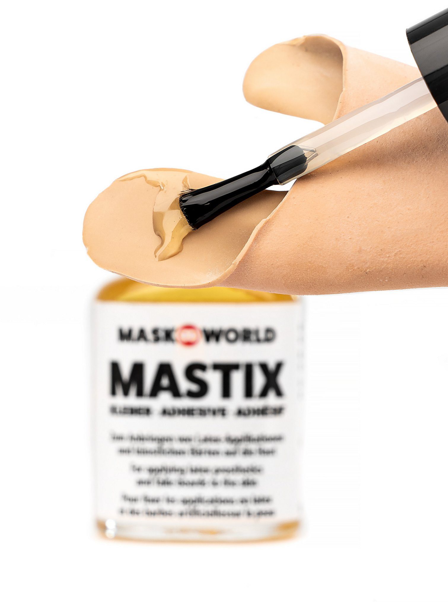Maskworld Theaterschminke Mastix Hautkleber 10ml, Kleber zum Aufbringen von Latexteilen und künstlichen Bärten