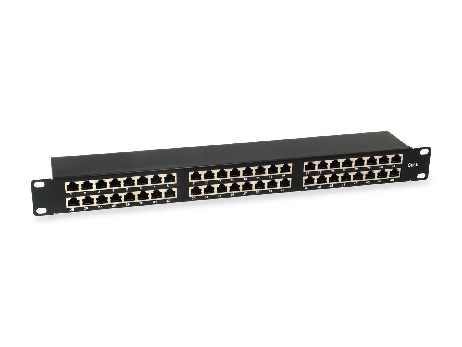 Equip 326449 Equip Patchpanel 48x RJ45 Cat6 19" 1HE schwarz Netzwerk-Patch-Panel