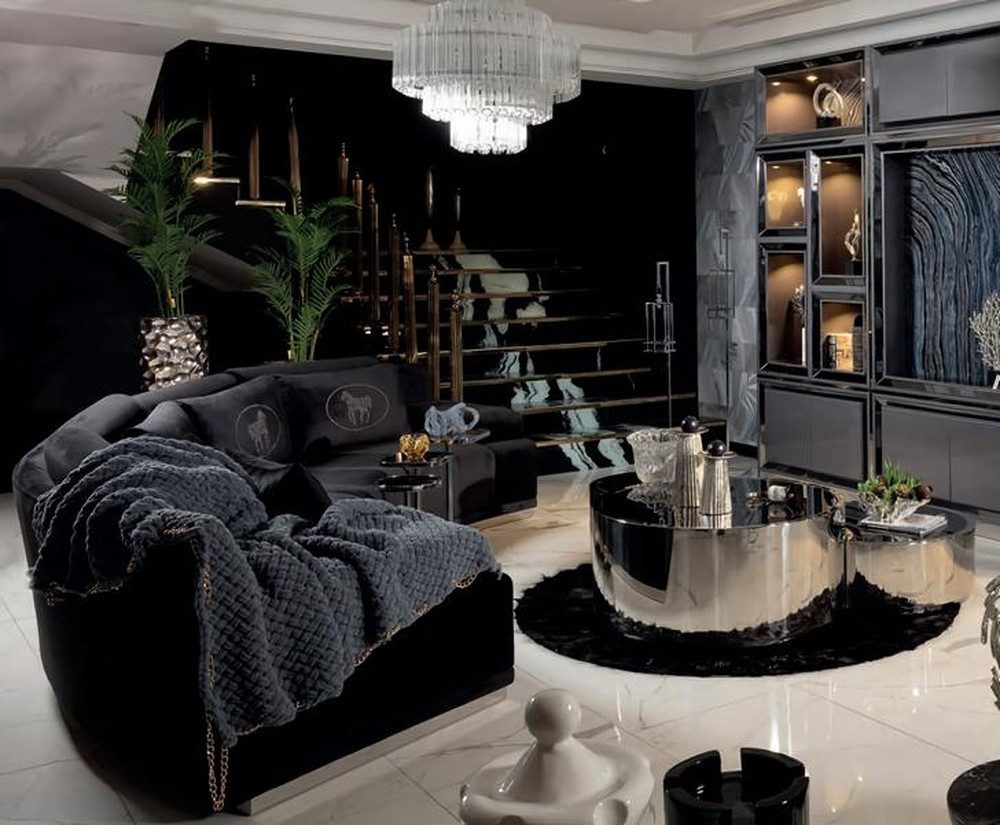 JVmoebel 4-Sitzer Set Sofa 4 Sitzer Couchtisch 2tlg Luxus Wohnzimmer Schwarz Neu, 2 Teile, Made in Europa