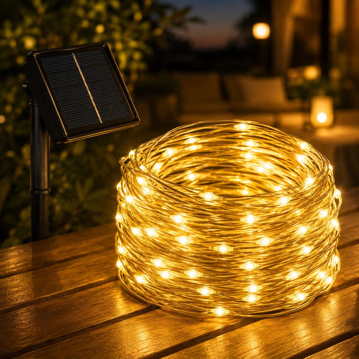 Salcar LED Solarleuchte 10m/20m LED Solar Lichterkette Außen Wasserdicht Solarlichterkette, warmweiß, Lichterkette für Garten Balkon, Solar Kupferdraht Lichterkette 10m