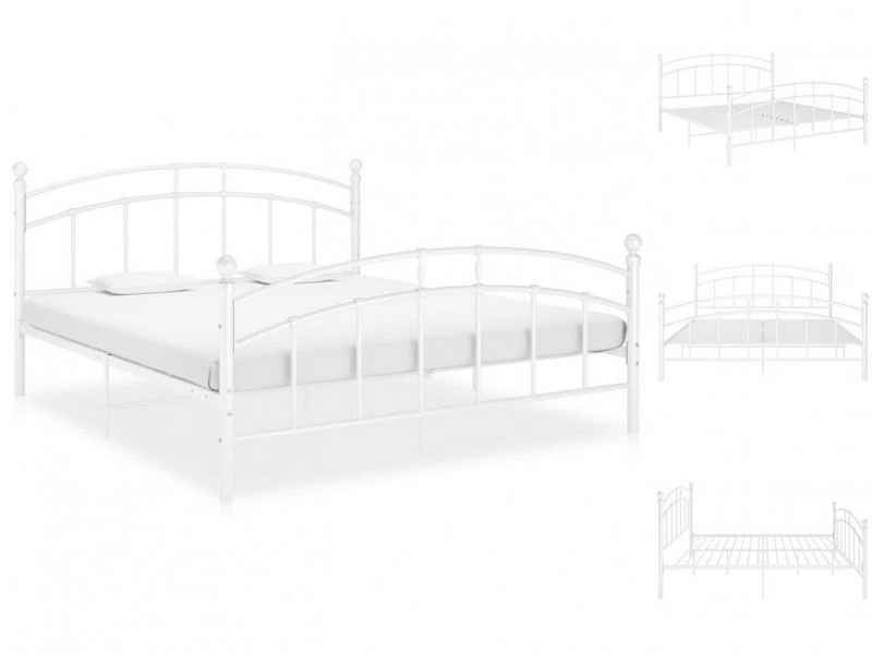 vidaXL Bettgestell Bettgestell Weiß Metall 180x200 cm Doppelbett Bett Bettrahmen Bettgest