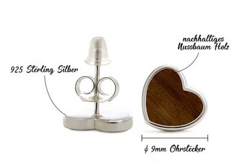 NaturSchatulle Paar Ohrstecker Hearth Light (Holzschmuck Holzohrringe, Holz Ohrringe), ⌀9mm, 925 Silber, Handmade in Germany, Nachhaltig & Natürlich