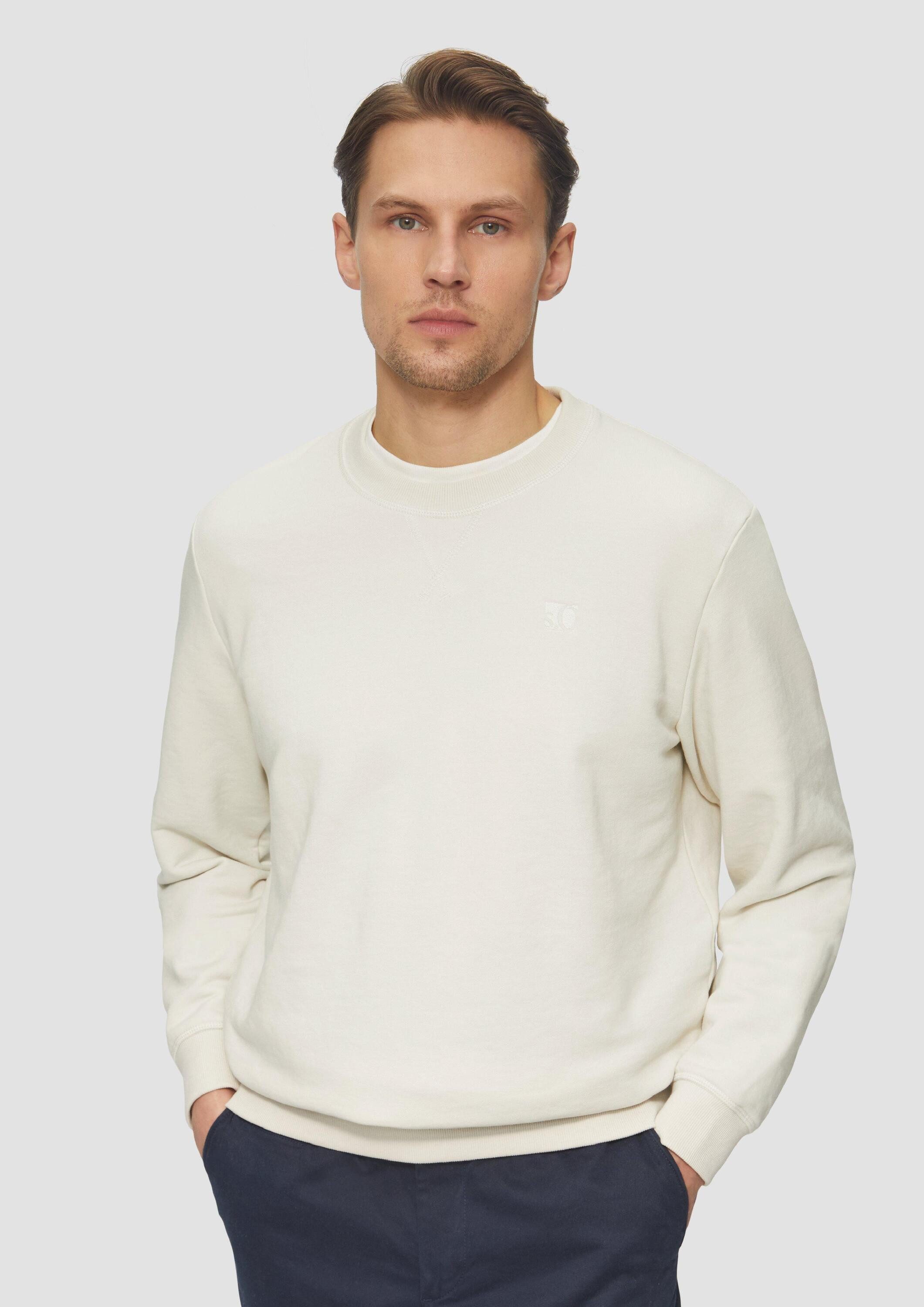 s.Oliver Sweatshirt Sweatshirt Crew Neck-Sweatshirt aus Baumwollmix mit Logo-Stickerei