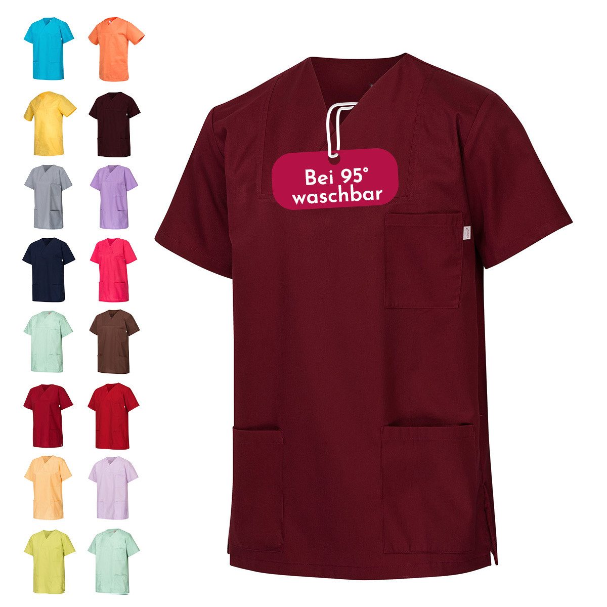 Clinotest Funktionsbluse Kasack Damen & Herren - 95 Grad waschbare, kochfest ohne einzulaufen (1-tlg) Schlupfkasack aus Baumwolle & Polyester - Berufsbekleidung für Pflege