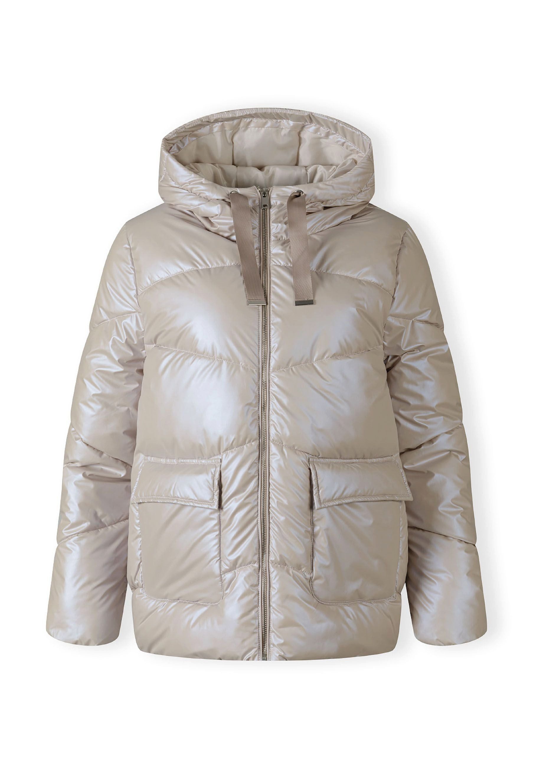 MINOTI Steppjacke für Damen, glänzende Winterjacke mit Kapuze, wattiert mit Pattentaschen