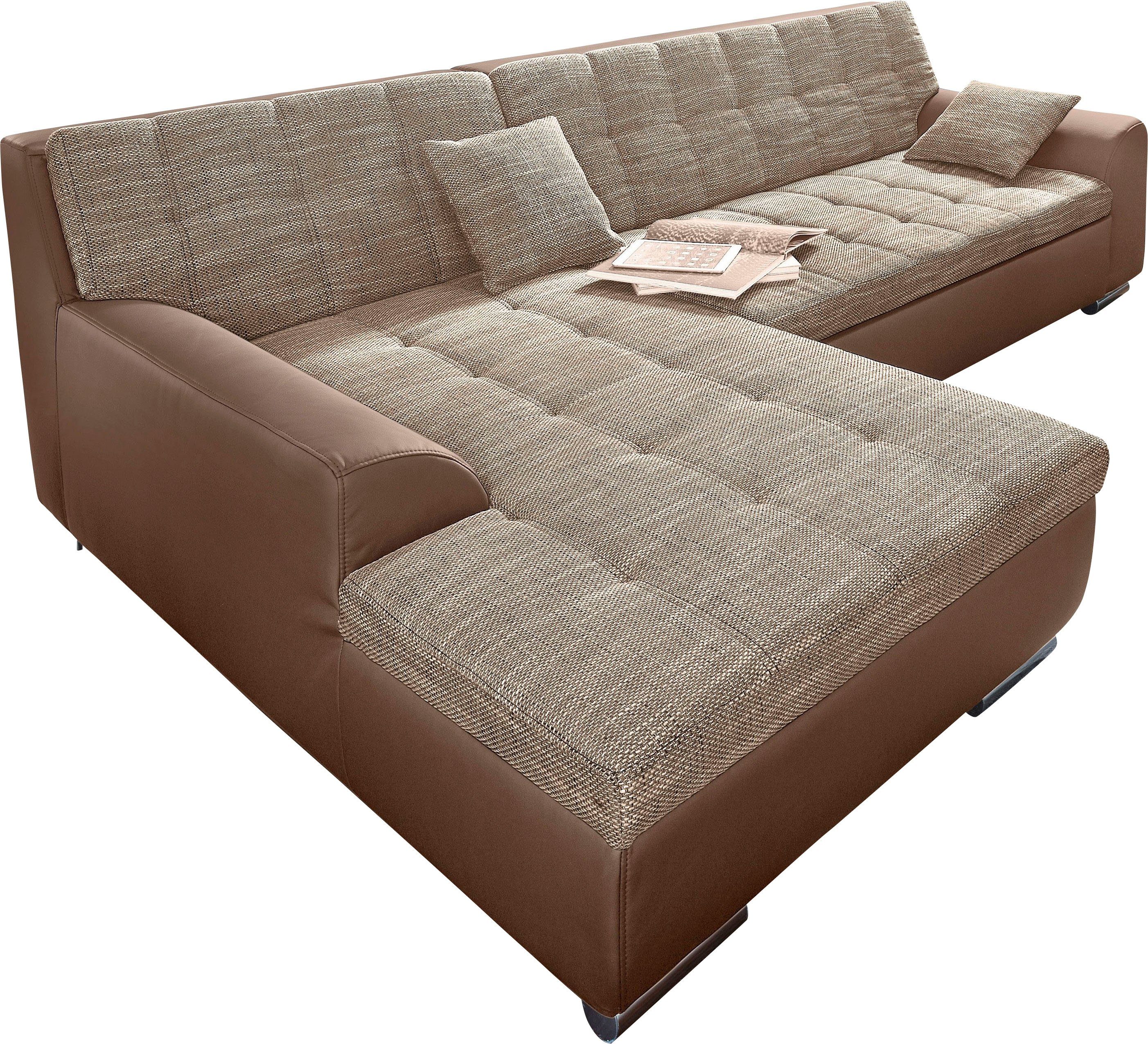 DOMO collection Ecksofa Treviso viele Bezüge, auch in Cord, L-Form, B/T/H: 267/80/83 cm, wahlw. mit Bettfunktion, inkl. Zierkissen, Unser Dauertiefpreis