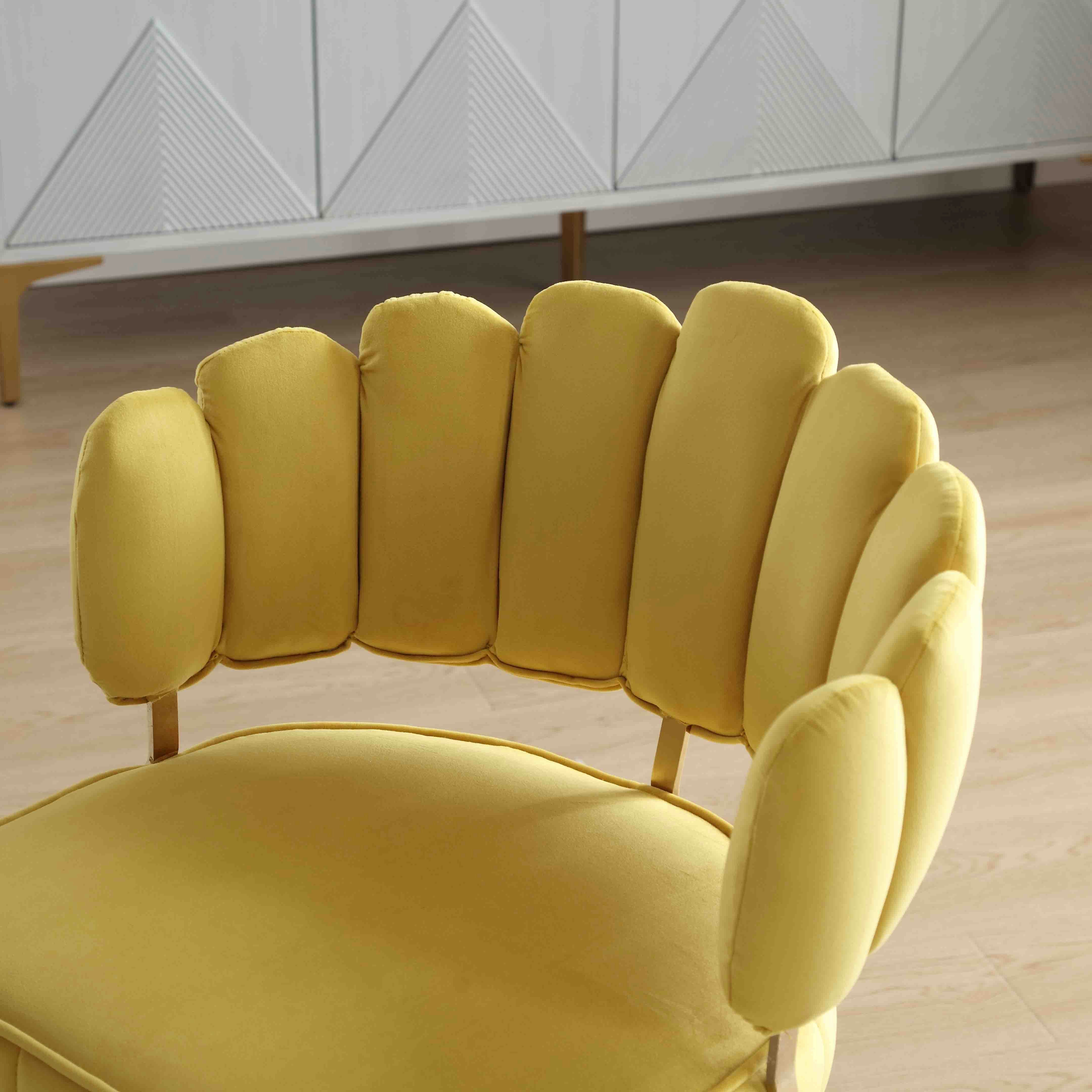 REDOM Loungesessel Einzelsessel gelb Füßen mit goldenen Lehnsessel Freizeitsessel