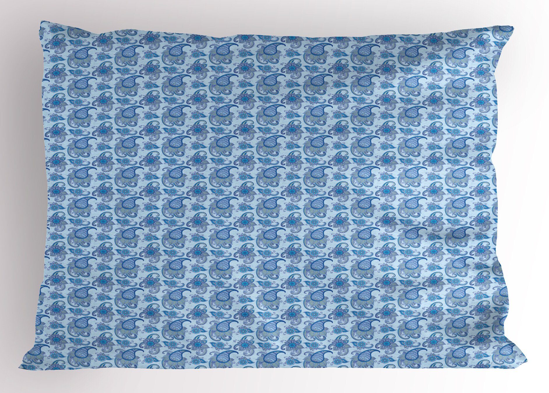Paisley Size blau Abakuhaus Kissenbezüge Blumen Gedruckter Queen Dekorativer (1 Kopfkissenbezug, Ethnic Stück), Design