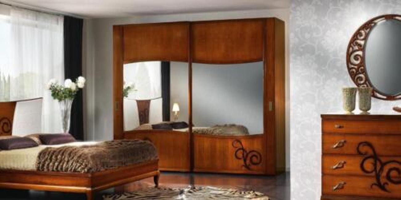 Nachttisch Kommode Spiegel Luxus JVmoebel 6tlg. Kleiderschrank Neu Bett Schlafzimmer-Set, Set