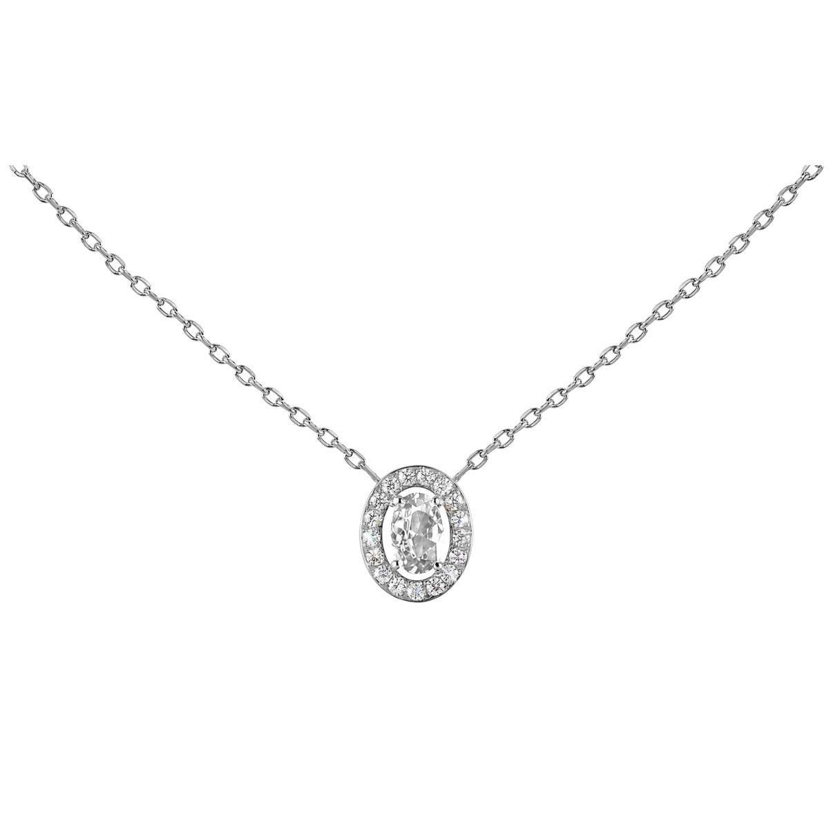 Jacques Lemans Kette mit Anhänger S-C246A, für Damen Edelstahl mit Zirkonia Silber/Weiß