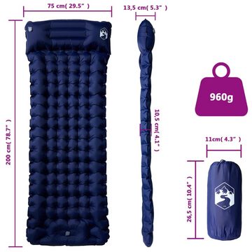 vidaXL Luftbett Isomatte mit Integriertem Kissen Selbstaufblasend Marineblau
