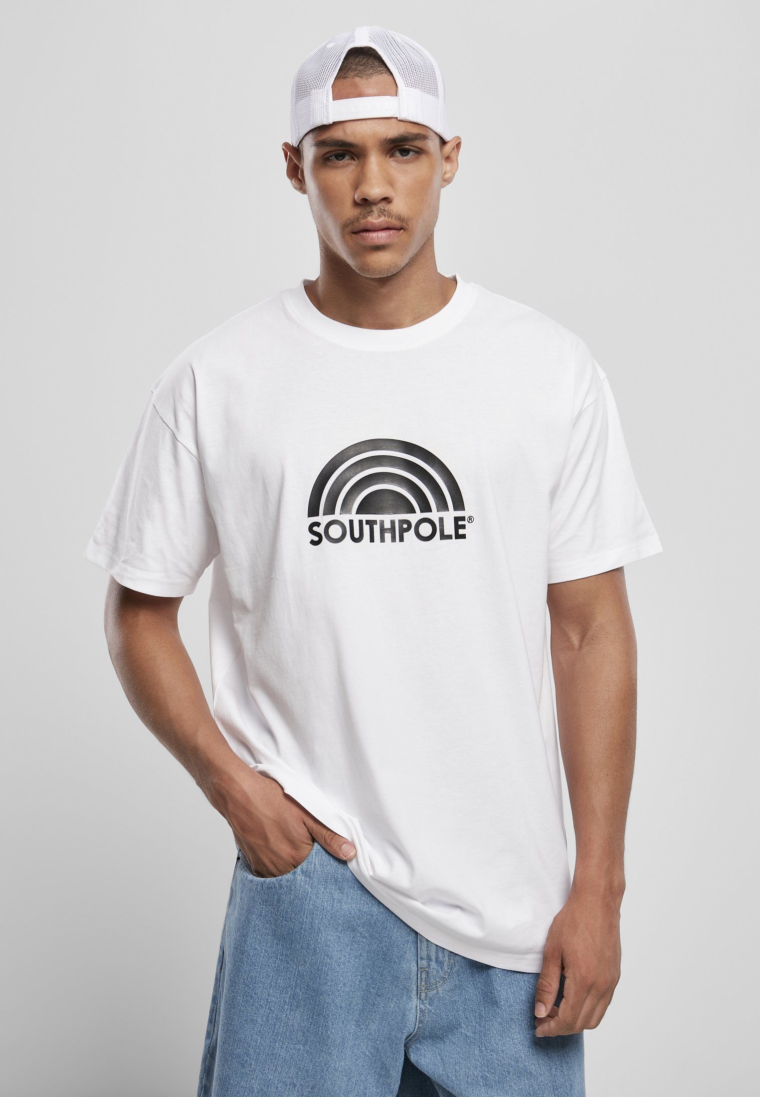 Southpole Kurzarmshirt Herren Southpole Tee (1-tlg) white Logo