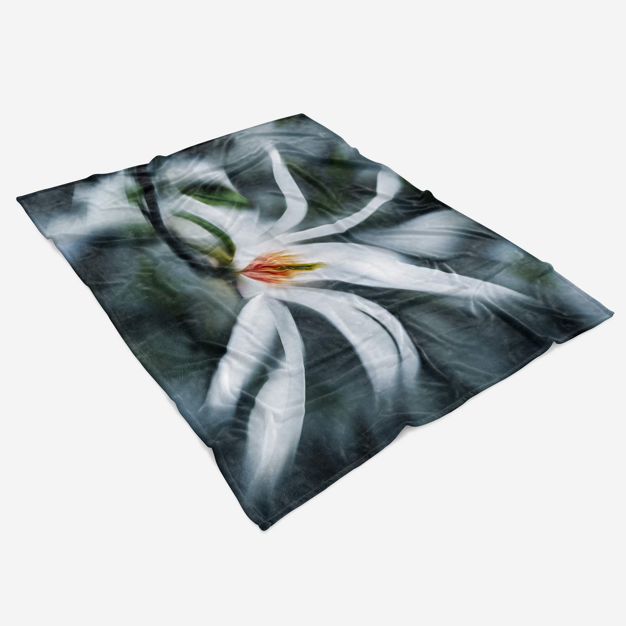 Sinus Art Handtücher Handtuch Fotomotiv Strandhandtuch mit Kuscheldecke Weiße Blüte Baumwolle-Polyester-Mix Handtuch Blume, Saunatuch (1-St)