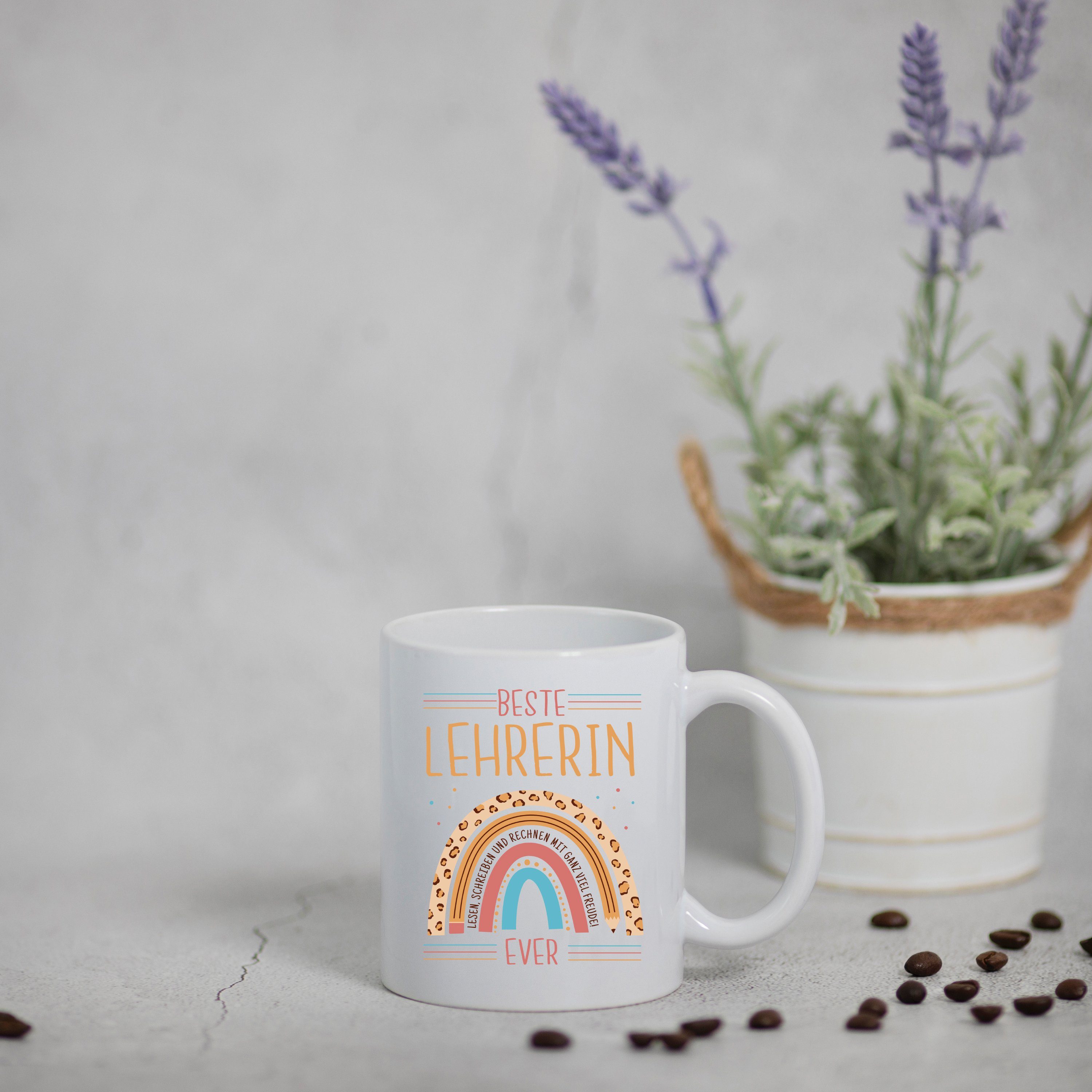 Youth Designz Tasse Beste Lehrerin Ever Kaffeetasse Geschenk mit Süßem Spruch, Keramik, mit Liebem Spruch