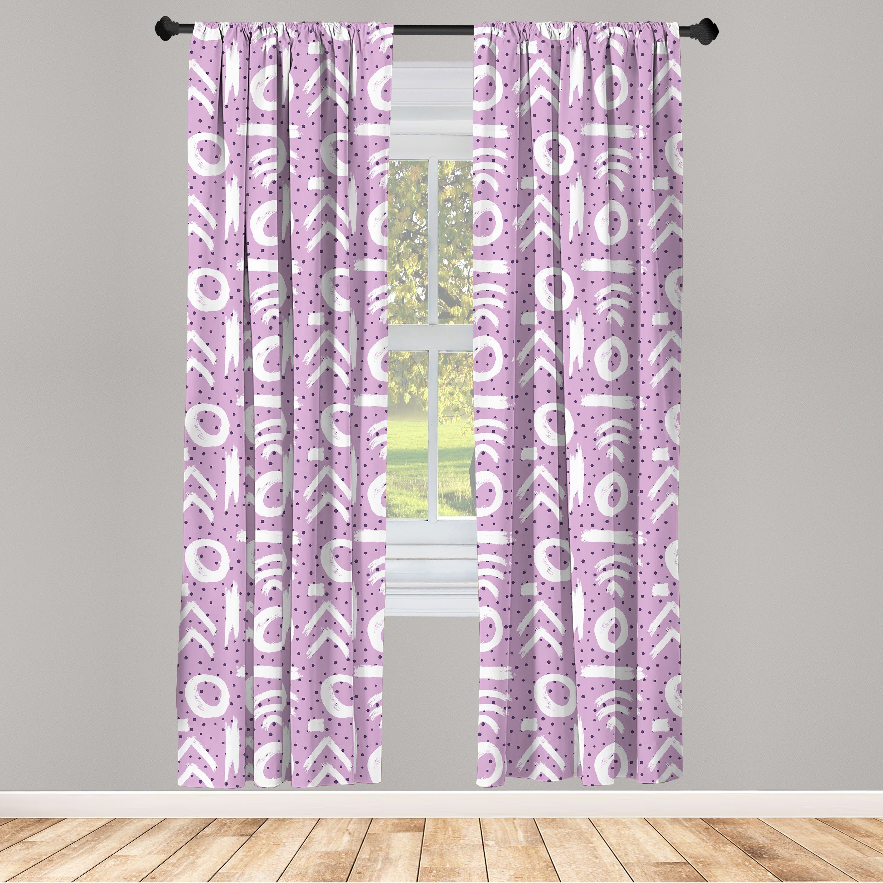 Gardine Vorhang für Wohnzimmer Schlafzimmer Dekor, Abakuhaus, Microfaser, Abstrakt Rhythmische Scribble Motive