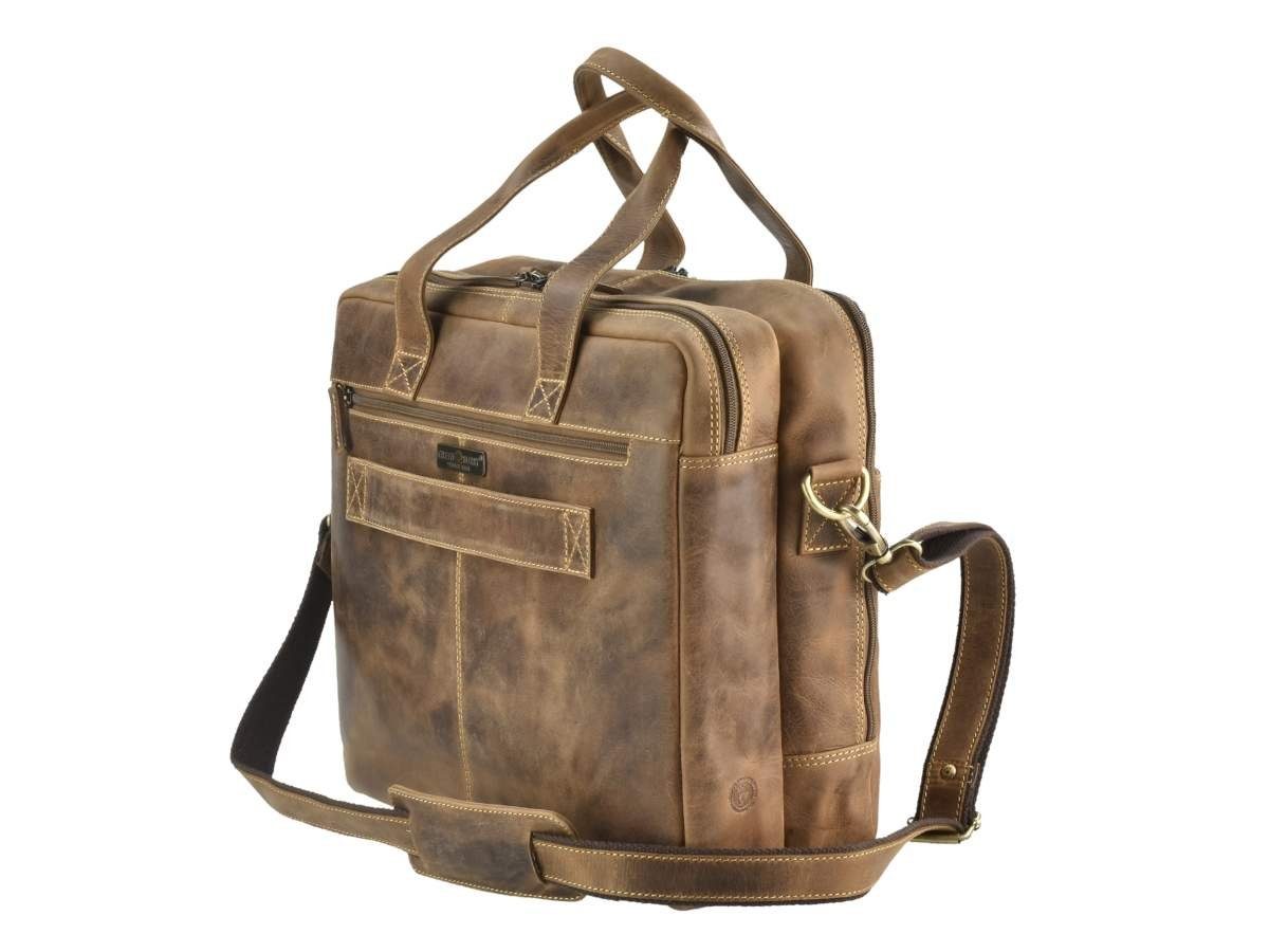 Greenburry Aktentasche Vintage Lehrertasche Herren Leder Business Tasche 43x34cm 2 Fächer, used Look, Bürotasche, für Herren, für Damen