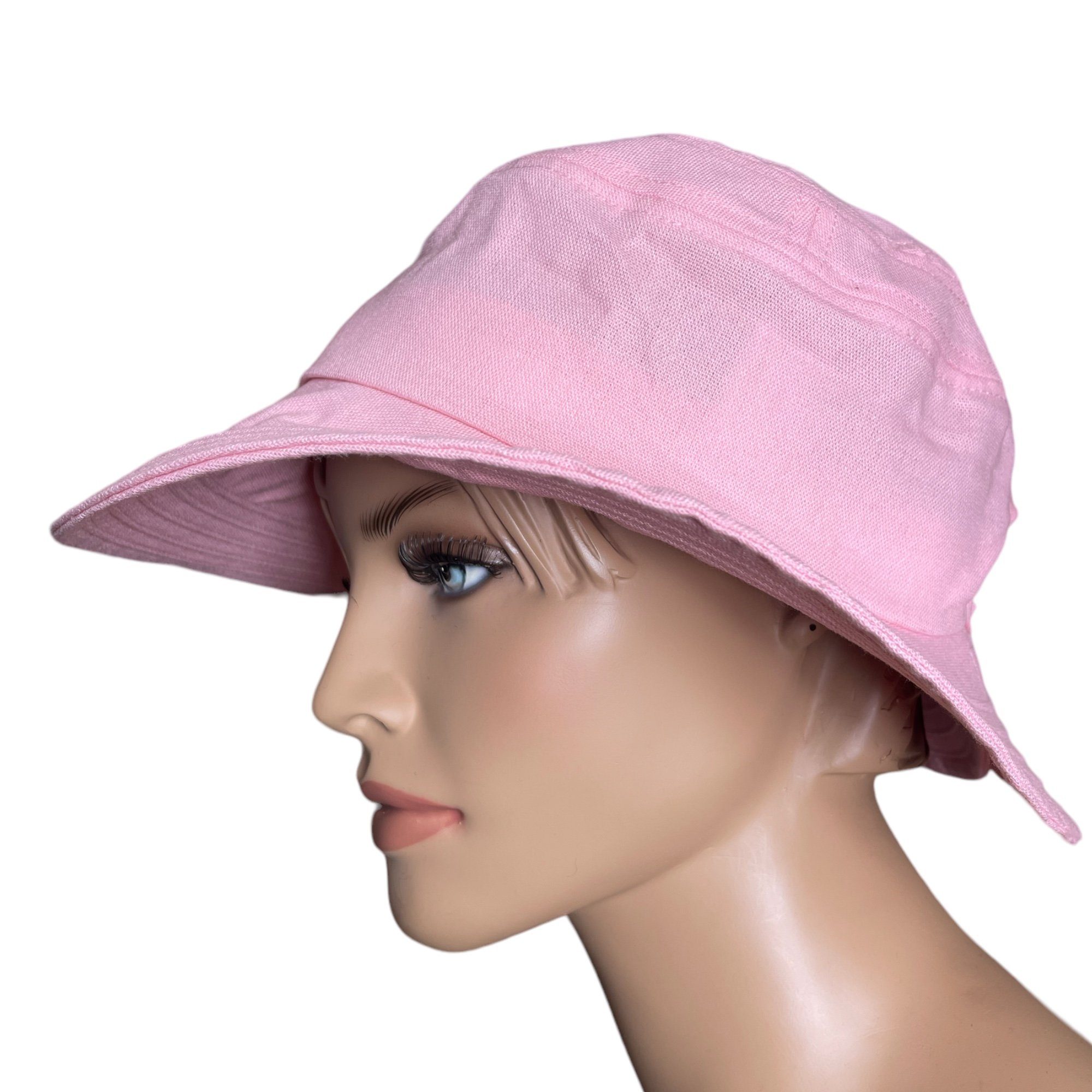 Taschen4life Sonnenhut Hut Leinen Fischerhut unisex, Bucket Modischer Hat, Sommer rosa Größenverstellbar