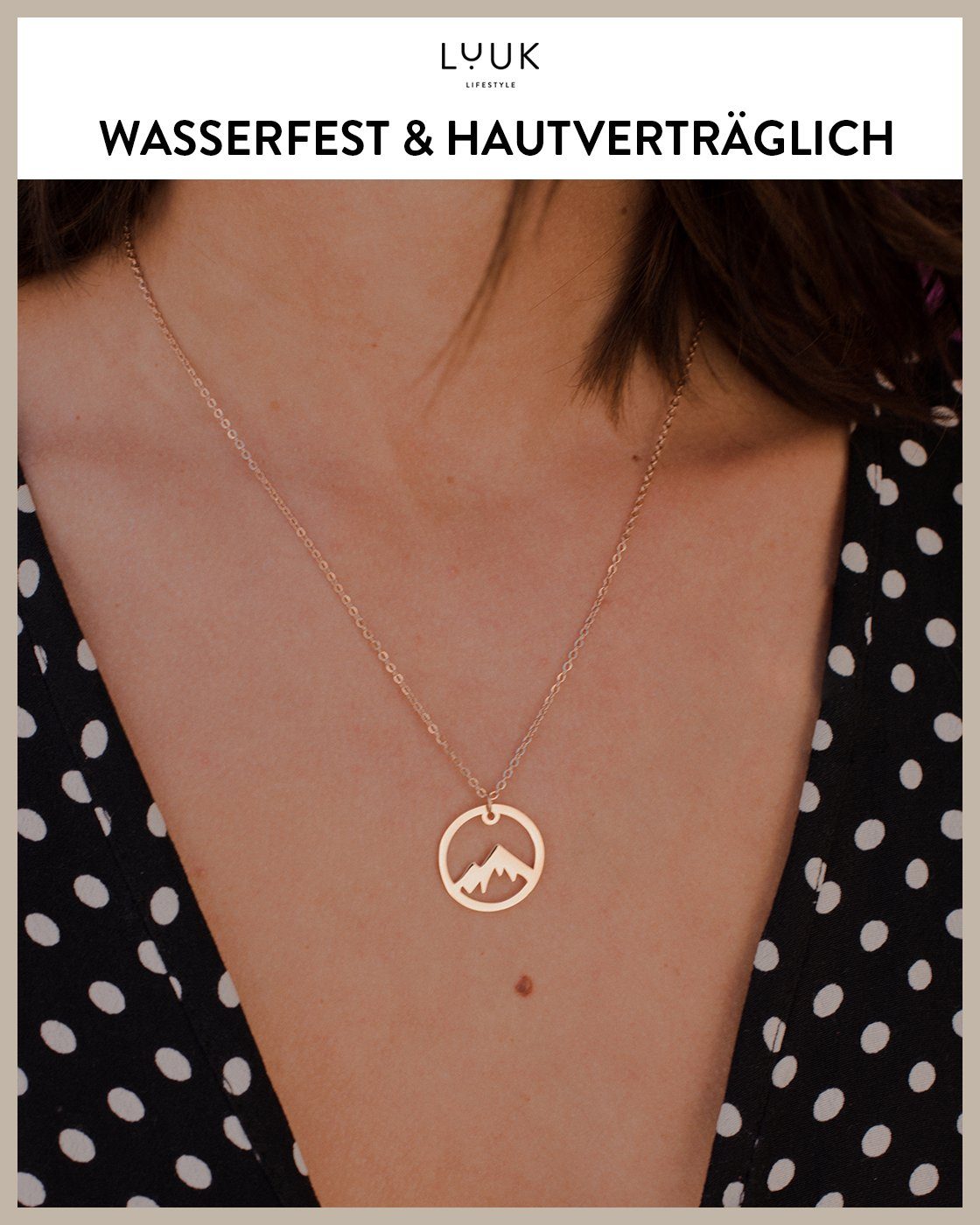 LUUK LIFESTYLE Kette mit Anhänger Berggipfel, HAPPINESS Geschenkkarte, hochwertiger Edelstahl – Bild 3 von 5