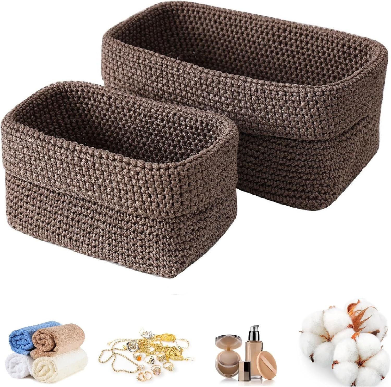 Aufbewahrungskorb 2er Set Stapelbare Häkelkorb Regalkörbe Wäschekorb Organizer Körbe