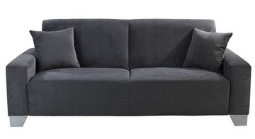 Iwaniccy 3-Sitzer Sofa JULIA, B 201 cm, Grau, Mikrofaserbezug, mit 2 Zierkissen