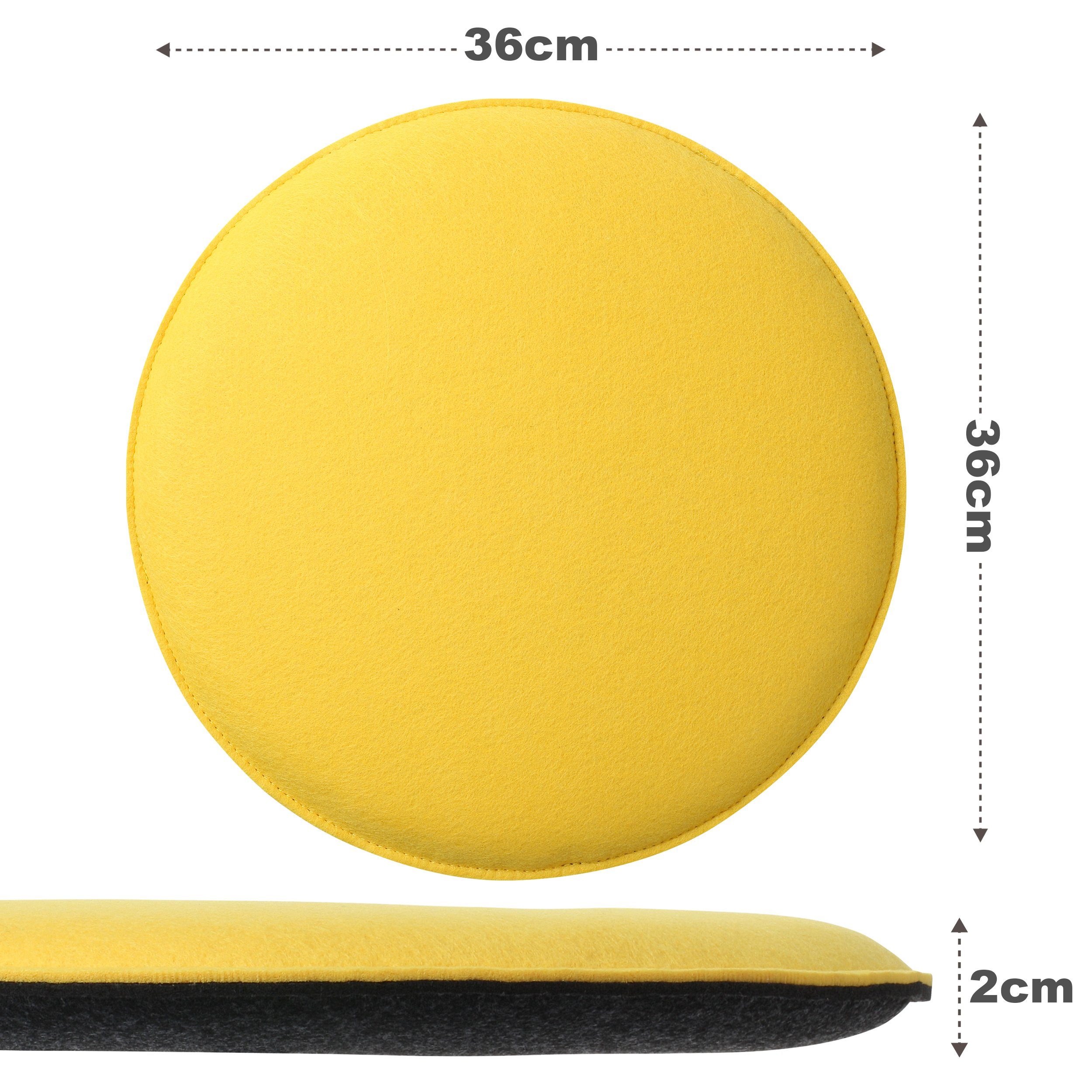 Loco Bird Stuhlkissen 4er Set rund aus Filz Ø 36cm, Stuhlkissen für Schalenstuhl: bequeme Sitzauflage für Bank / Stuhl