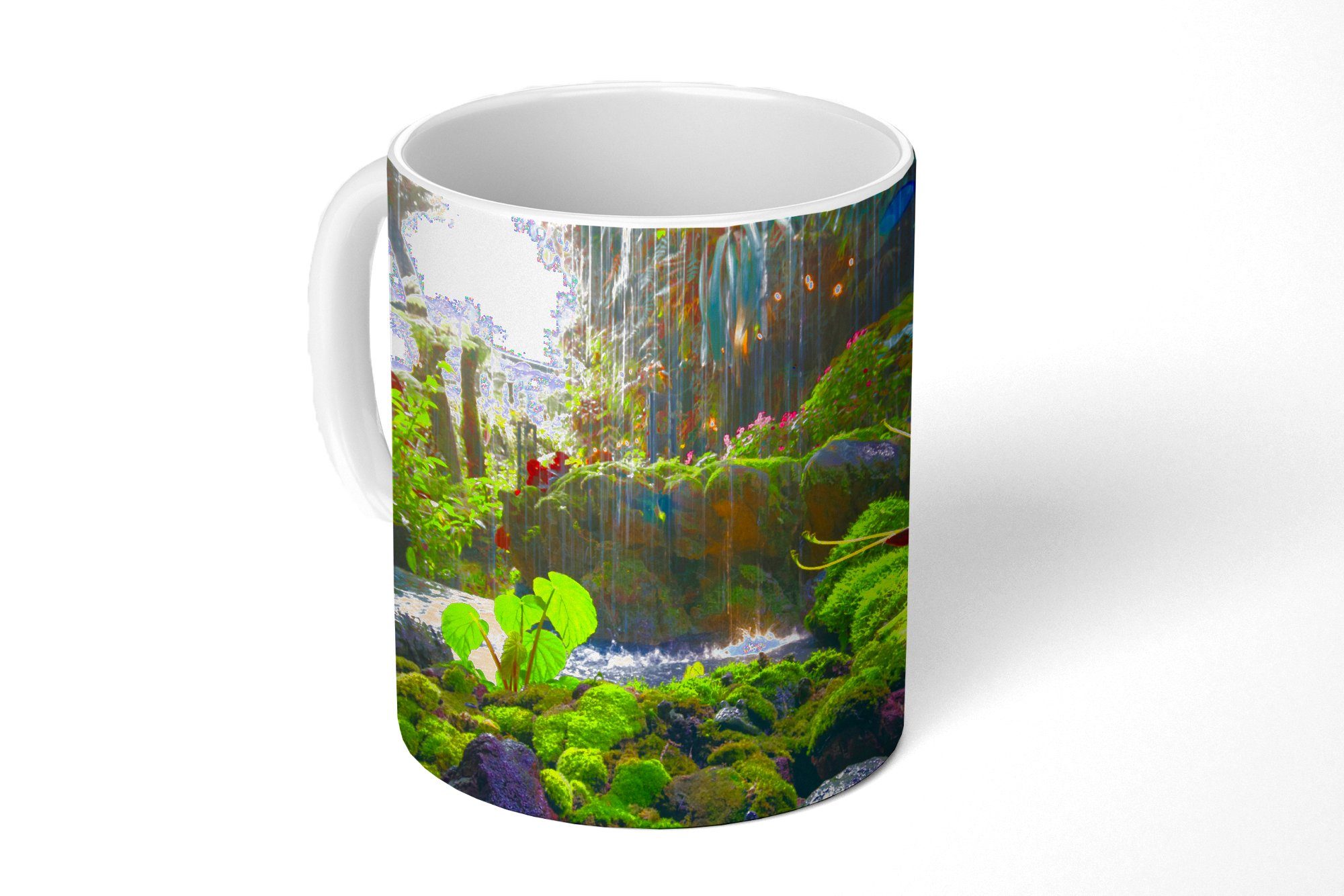 Tasse MuchoWow Wasserfall, Becher, Teetasse, Kaffeetassen, Keramik, Geschenk Tropischer Teetasse,