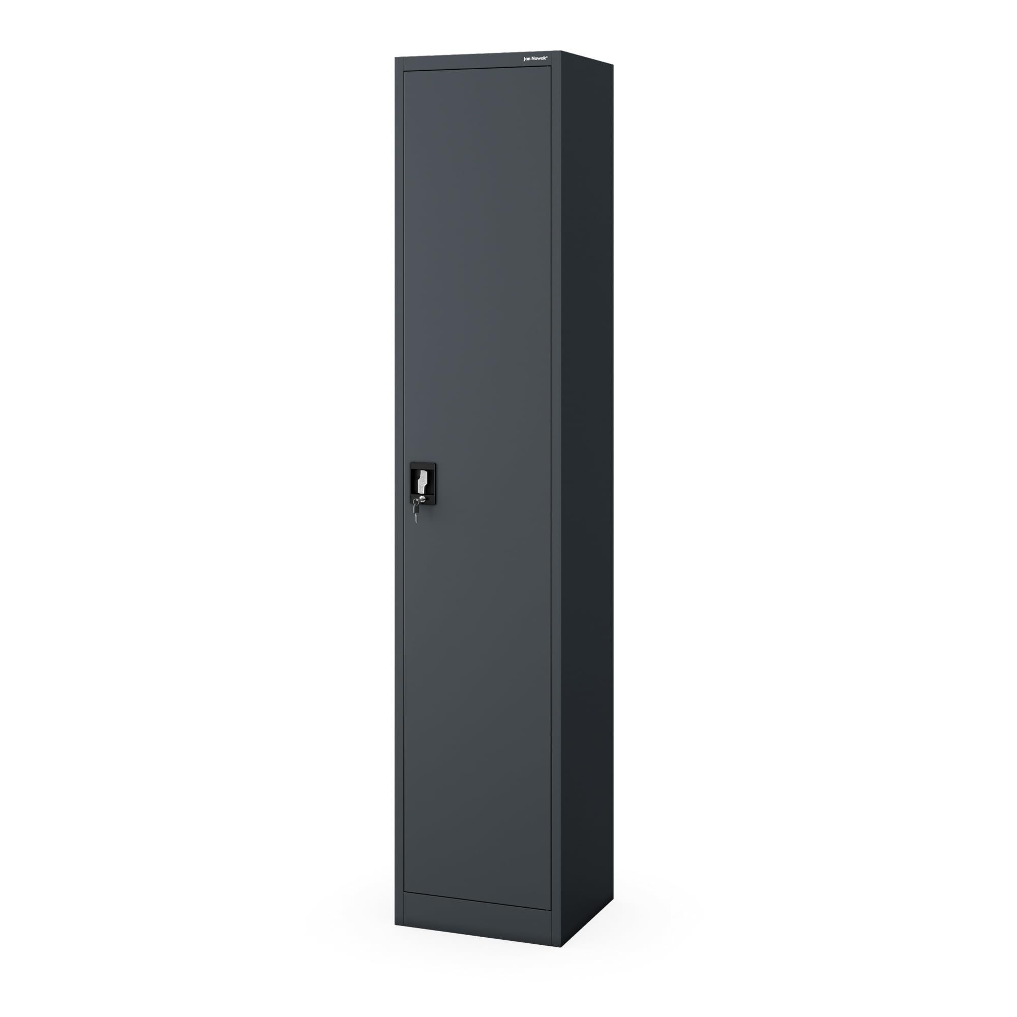 Jan Nowak Aktenschrank Metall Büroschrank abschließbar 45 cm ALEX H220 5 Böden Stahl (Stahl 0,7 mm Wandmontage möglich PZH-zertifiziert DSGVO) Aktenschrank Schloss 2 Schlüssel schmal 220 cm hoch 4 Farben