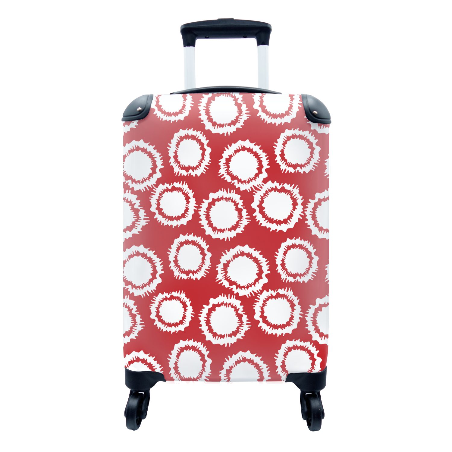 MuchoWow Handgepäckkoffer Tupfen - Rot - Muster, 4 Rollen, Reisetasche mit rollen, Handgepäck für Ferien, Trolley, Reisekoffer
