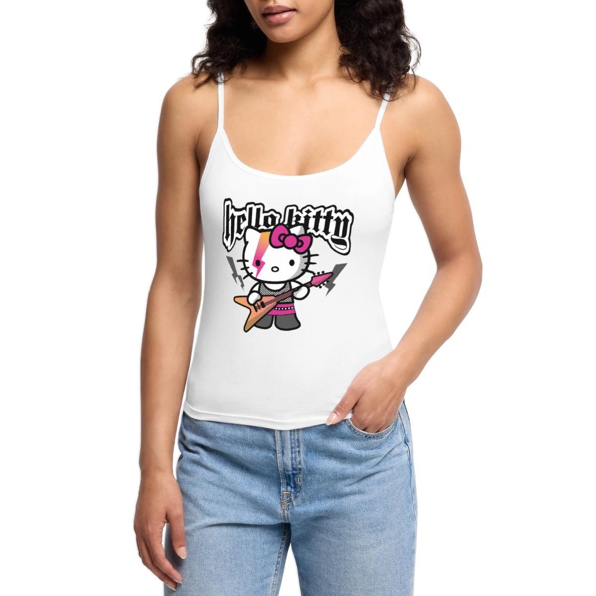 Spaghettitop Hello Kitty E-Gitarre Rock Style Frauen Premium Organic Top mit Spaghe