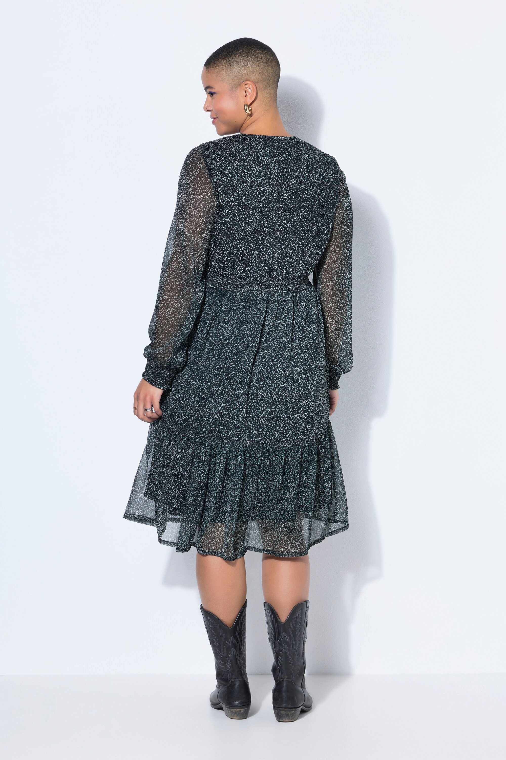 Studio Untold Maxikleid Midikleid A-Line doppellagig Minimal-Muster