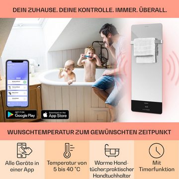 Klarstein Heizkörper Hot Spot Crystal Reflect Smart, elektrische Infrarot Wandheizung Thermostat Heizung elektrisch Bad