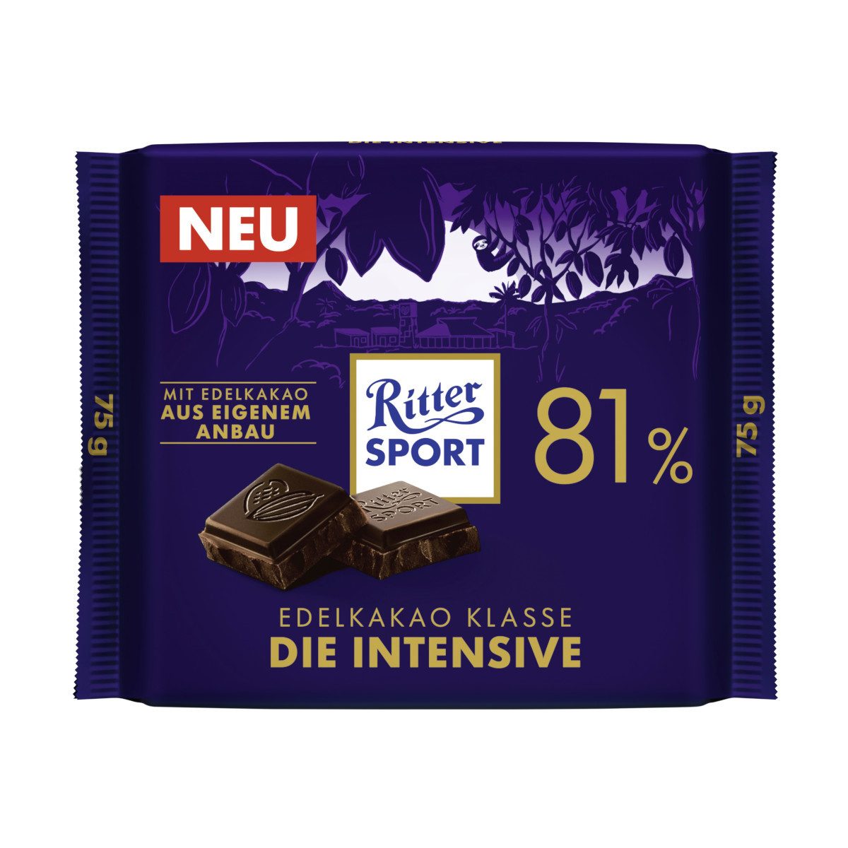 Ritter SPORT Schokolade, Ritter Sport Die Intensive 81% Edel-Bitterschokolade Packung 75g