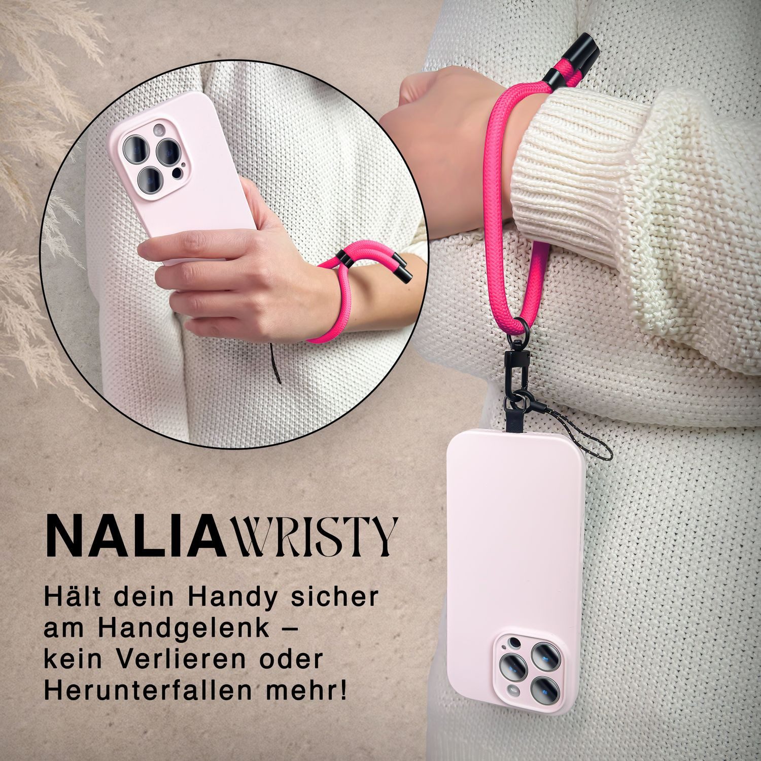 Nalia Handykette Universal Smartphone, Handgelenkschlaufe / Nylon Lanyard / für Handyhülle Schlüssel Kamera