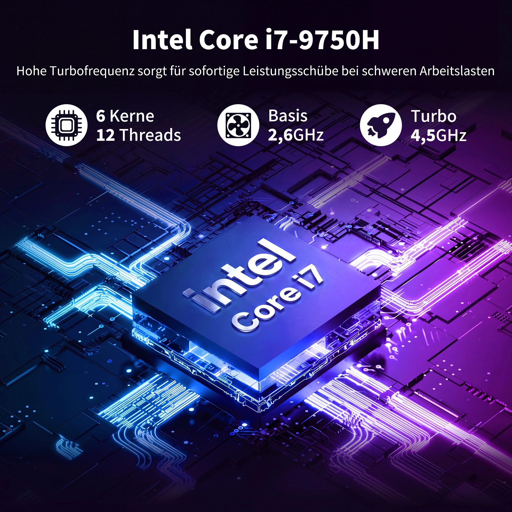 MENGHU 18,5 Zoll Multimedia-Laptop Intel Core i7 Fingerabdruck 512GB SSD Notebook (Intel® Core™ i7-9750H, 8 GB, 512 GB SSD, 6-core CPU)