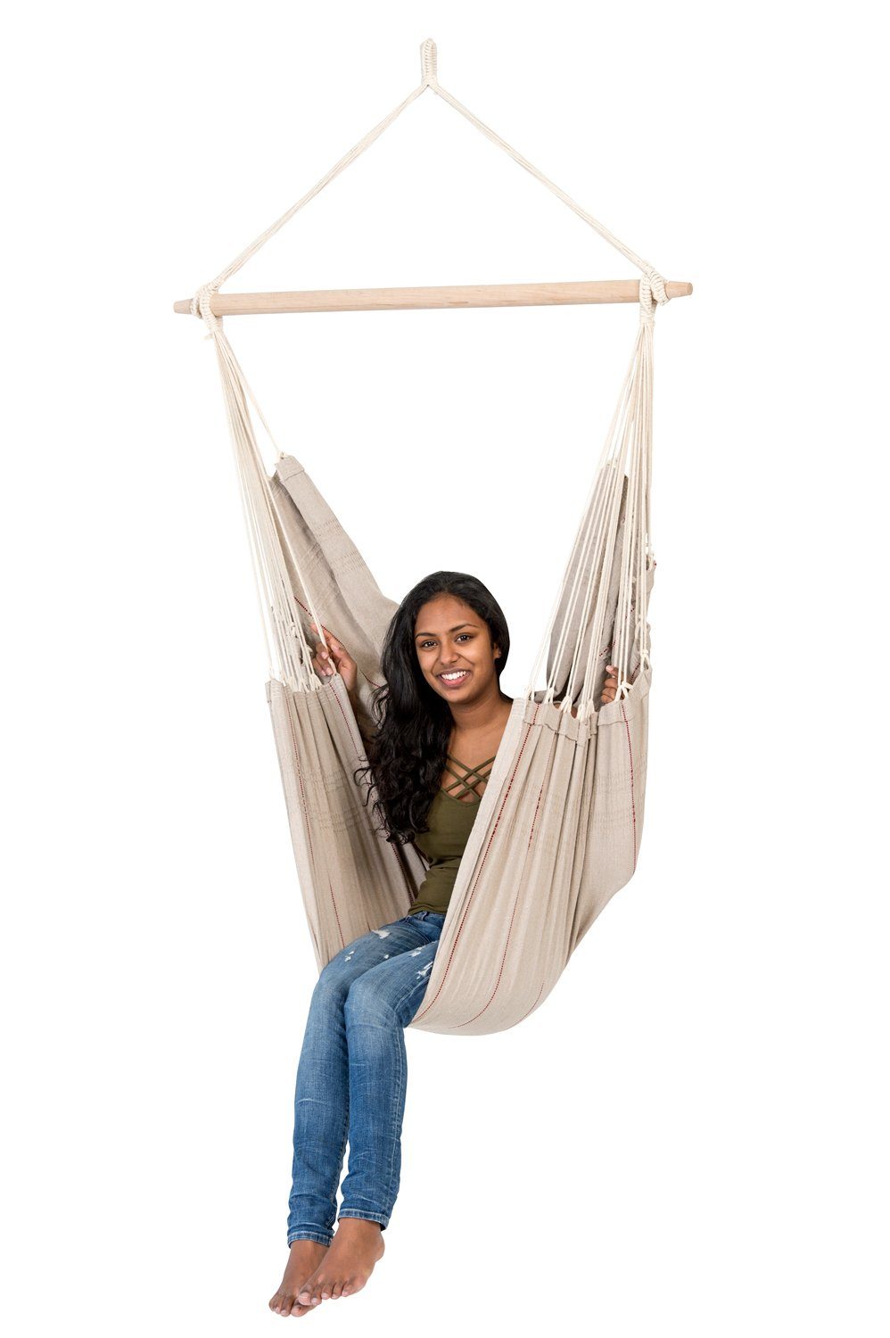 Amazonas Hängesessel Artista, Extra weicher Stoff aus recycelter Baumwolle (Sitzfläche ca. 160 x 130 cm, Belastbarkeit max. 150 kg), FSC™-zertifizierter Spreizstab
