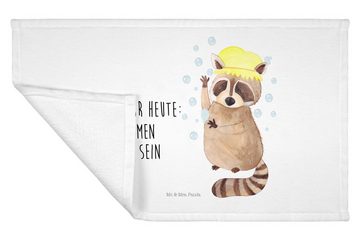 Mr. & Mrs. Panda Handtuch Waschbär - Weiß - Geschenk, Plan, Gute Laune, Tiermotive, lustige Spr, (1-St), Bunt bedruckt