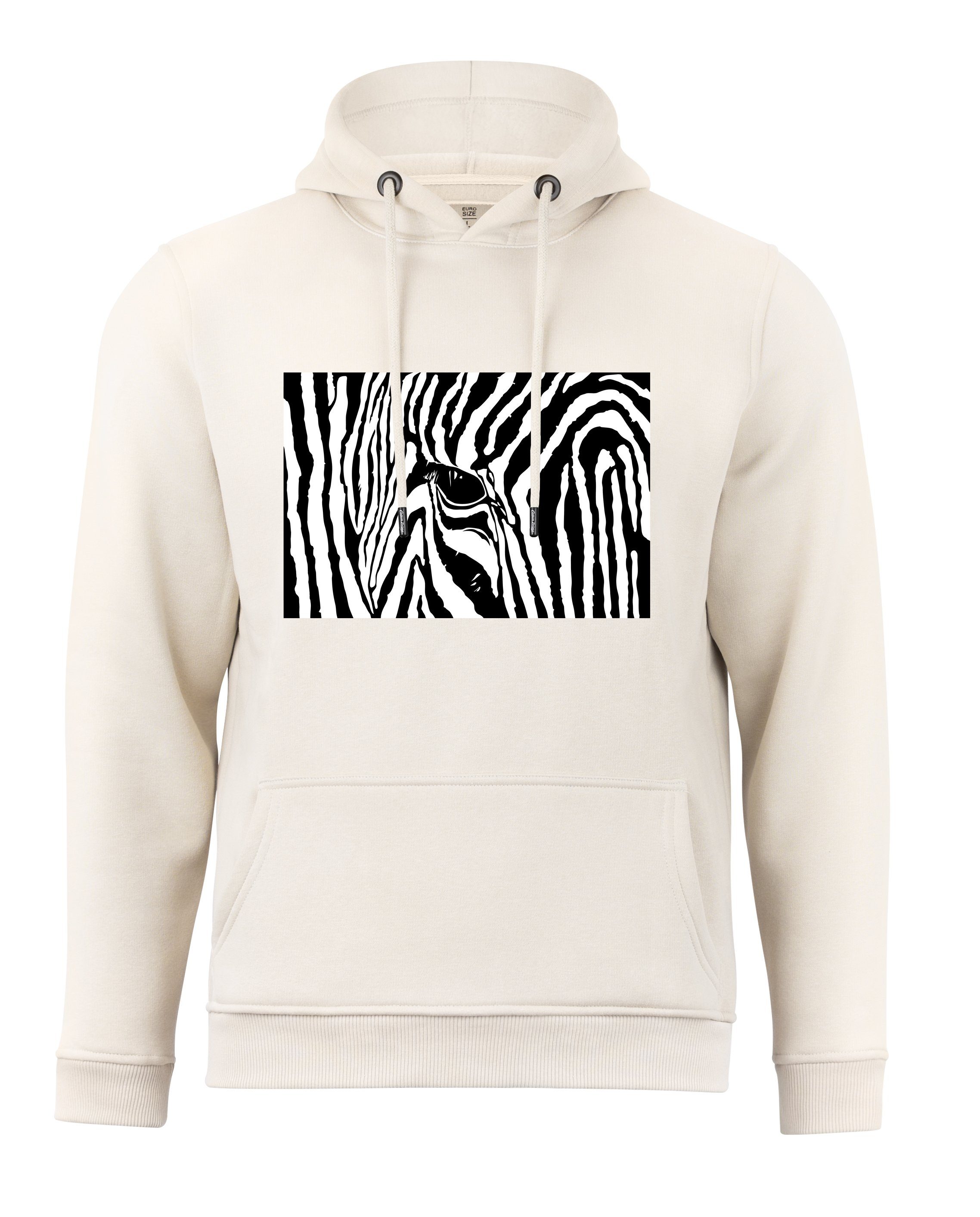 Zebra mit weichem White Innenfleece Prime® Black Cotton Eye Hoodie & sand