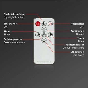 Briloner Leuchten LED Einbauleuchte 7034-036, Spritzwasserschutz, CCT Farbtemperatursteuerung, Fernbedienung, dimmbar, Timer, Nachtlicht, Speicherfunktion, LED fest verbaut, Farbwechsler, Kaltweiß, Neutralweiß, Tageslichtweiß, Warmweiß, Einbauleuchten Bad, 92x45 mm, Weiß, 4,8W, Badezimmer, Flur, Küche